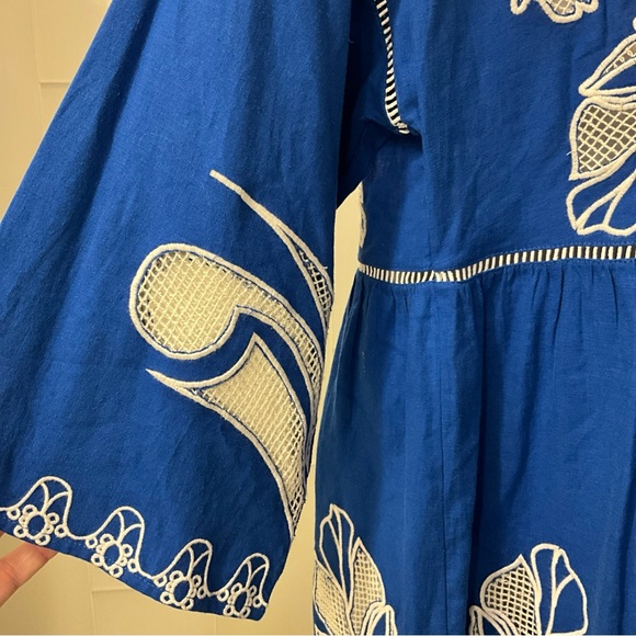 NWT$435 Jade Johnny Was SMALL Barbara Mini Dress Baleine Blue - Picture 5 of 11